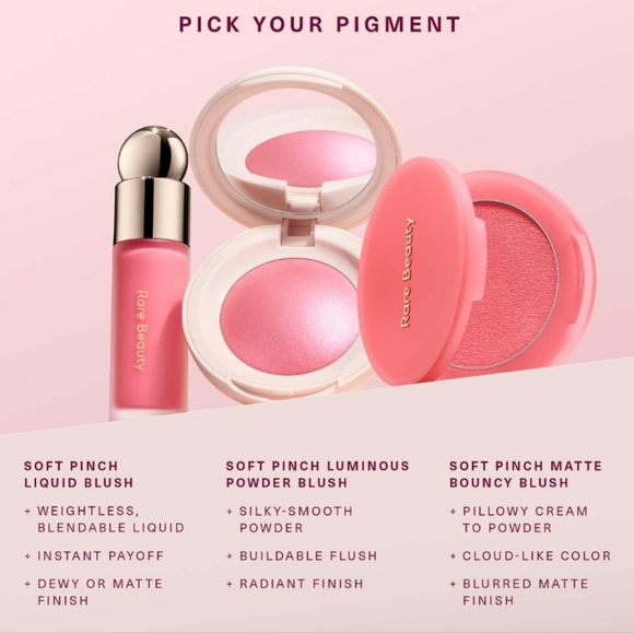 Rare Beauty Soft Pinch Luminous Powder Blush: Happy (Cool Pink), .098oz, NIB - Picture 6 of 8